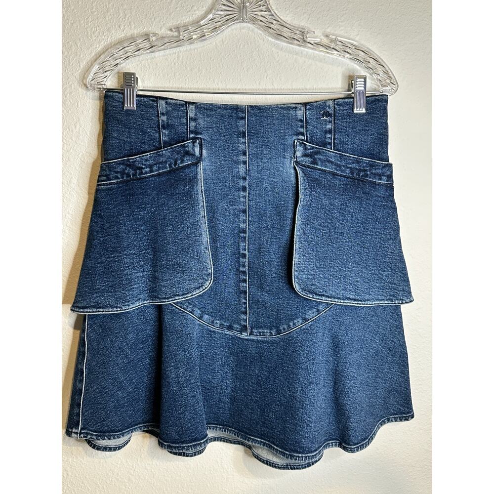 Chanel Denim CC Logo Tiered Midi Skirt